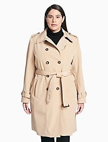 Calvin Klein Plus Size Belted Long Trench Coat