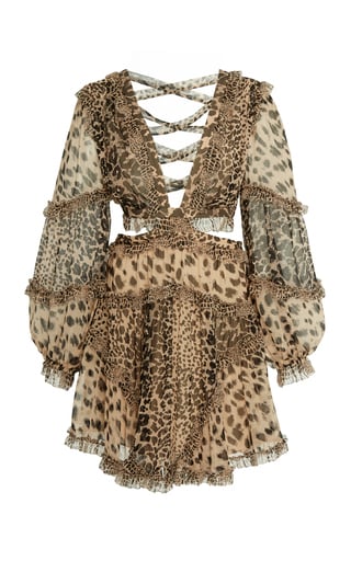 Zimmermann Allia Cutout Leopard-Print Chiffon Mini Dress
