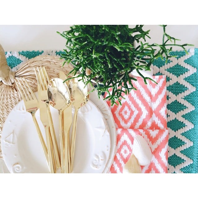 The finds the linens and placemat at this table setting are from