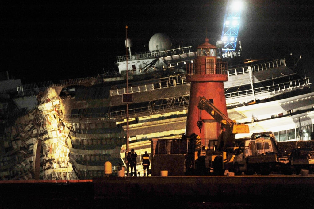 The Costa Concordia cruise ship was successfully moved upright after a year and a half in the water.