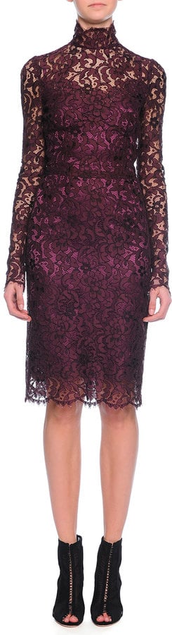 Dolce & Gabbana Long-Sleeve Floral-Lace Scalloped Sheath Dress ($3,495)