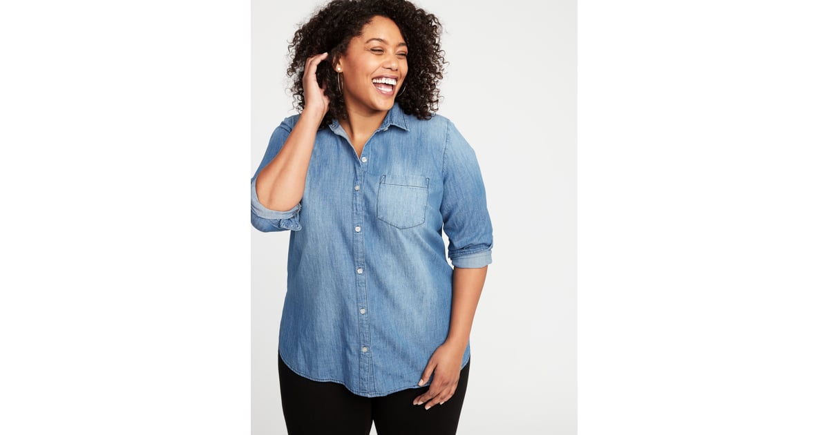 Old Navy Classic Chambray No-Peek Shirt 