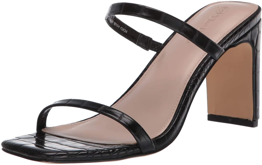 The Drop Avery Square Toe Two-Strap High-Heeled Sandal