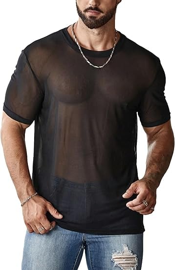 Oyoangle Sheer Mesh Short Sleeve T-Shirt