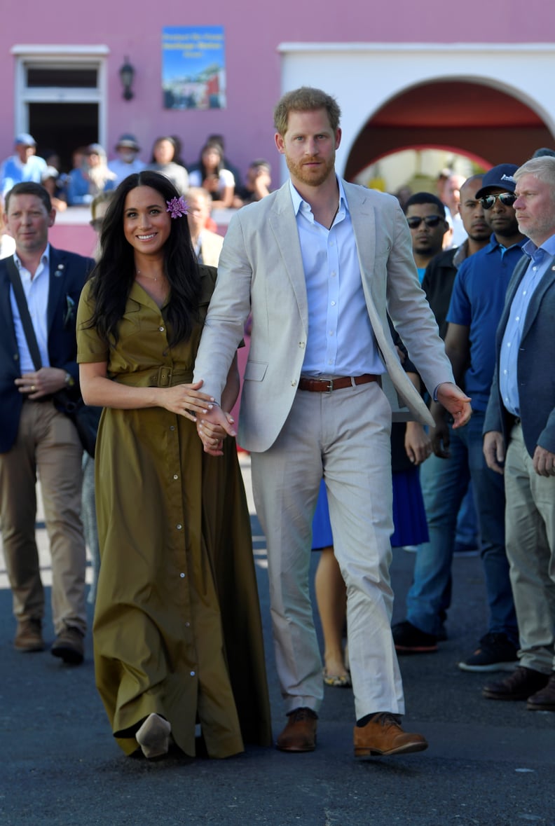 Meghan Markle Wearing a Green Maxi Dress