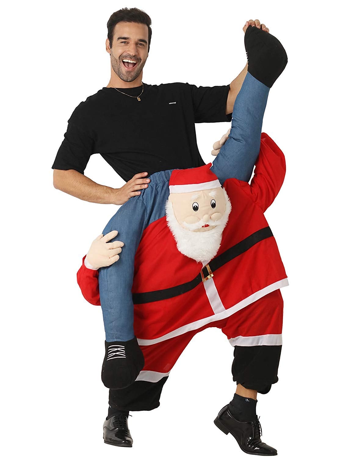 Christmas Costume Piggy Back Funny Piggyback Costume for Adults with Stuff Your Own Legs for Christmas Season Red 