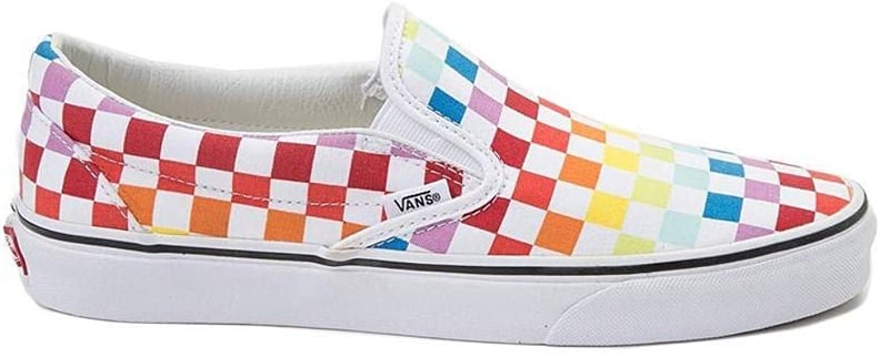 Vans, Shoes, Customized Vans Checkered Rainbow Slip Ons