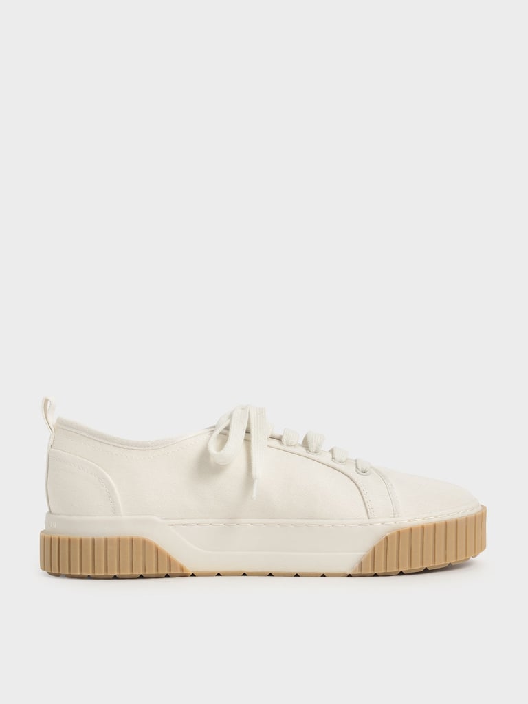Charles & Keith Cream Cotton Low-Top Sneakers