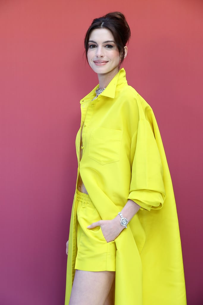 Anne Hathaway's Yellow Valentino Outfit at the Bulgari Show