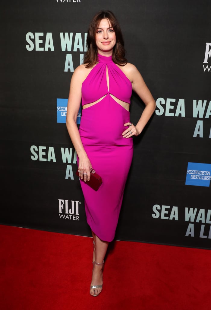Anne Hathaway's Pink Brandon Maxwell Dress August 2019