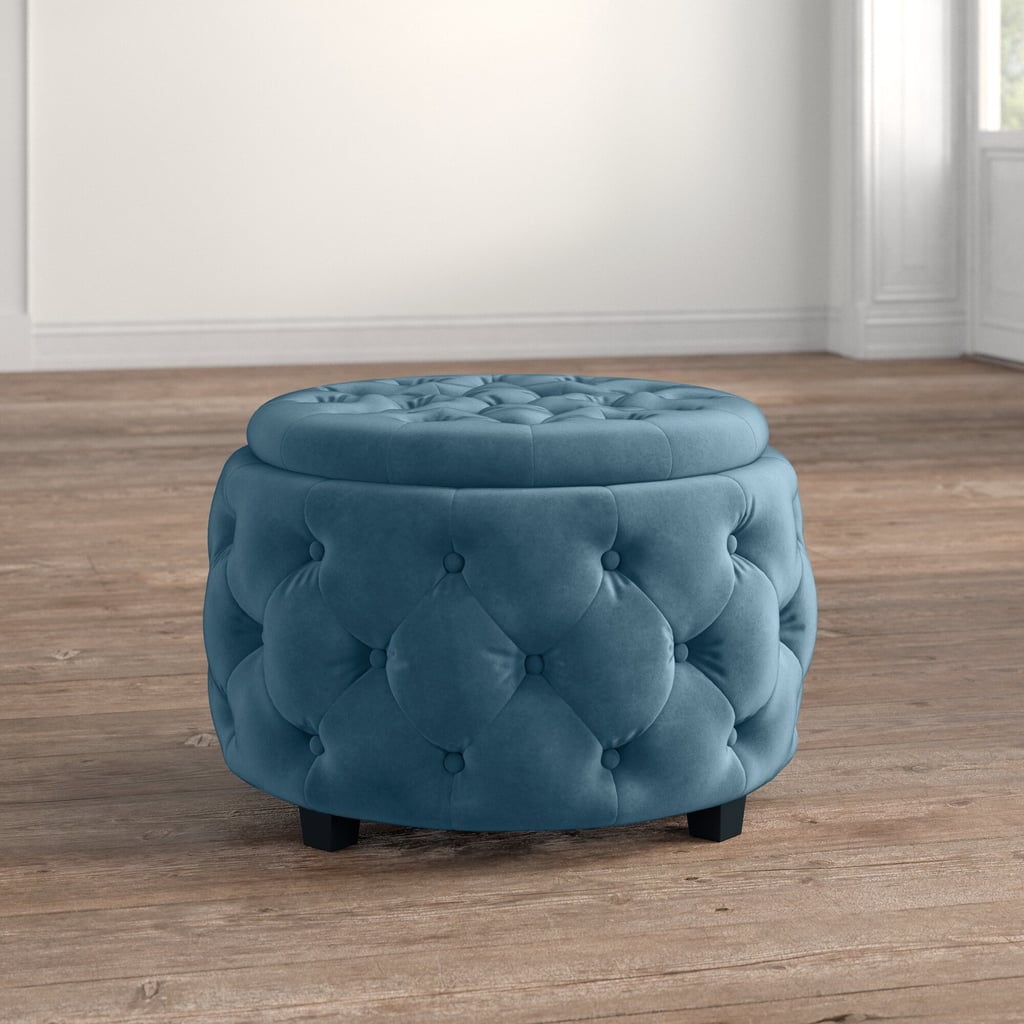 Sylvester Velvet Tufted Round Storage Ottoman