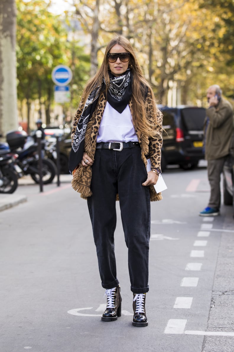 Style Your Leopard-Print Coat With: A Tee, Jeans, and Combat Boots