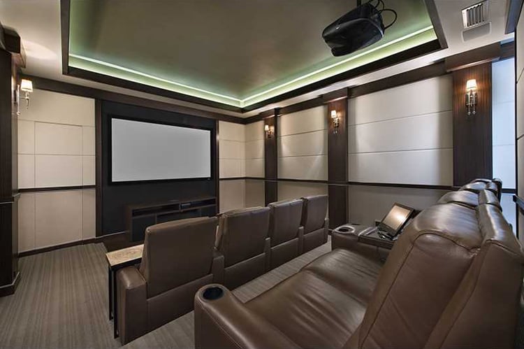 The home has a screening room with leather recliners.