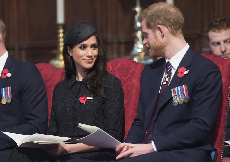 LONDON, ENGLAND - APRIL 25:  Meghan Markle and Prince Harry attend an Anzac Day service at Westminster Abbey on April 25, 2018 in London, England. (Photo by Eddie Mulholland - WPA Pool/Getty Images)