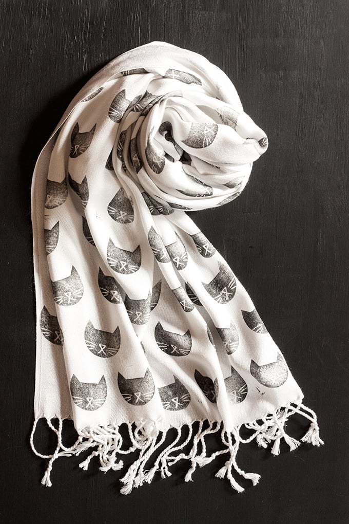 Cat-Stamped Scarf