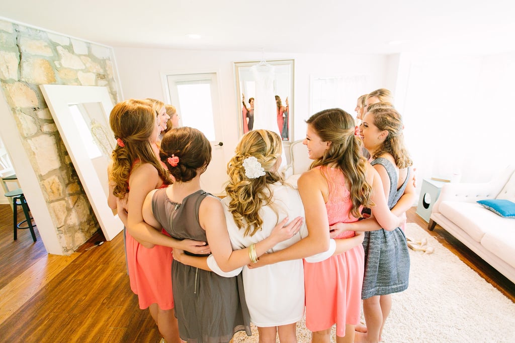 Admiring The Dress Creative Bridesmaid Photos Popsugar Love And Sex