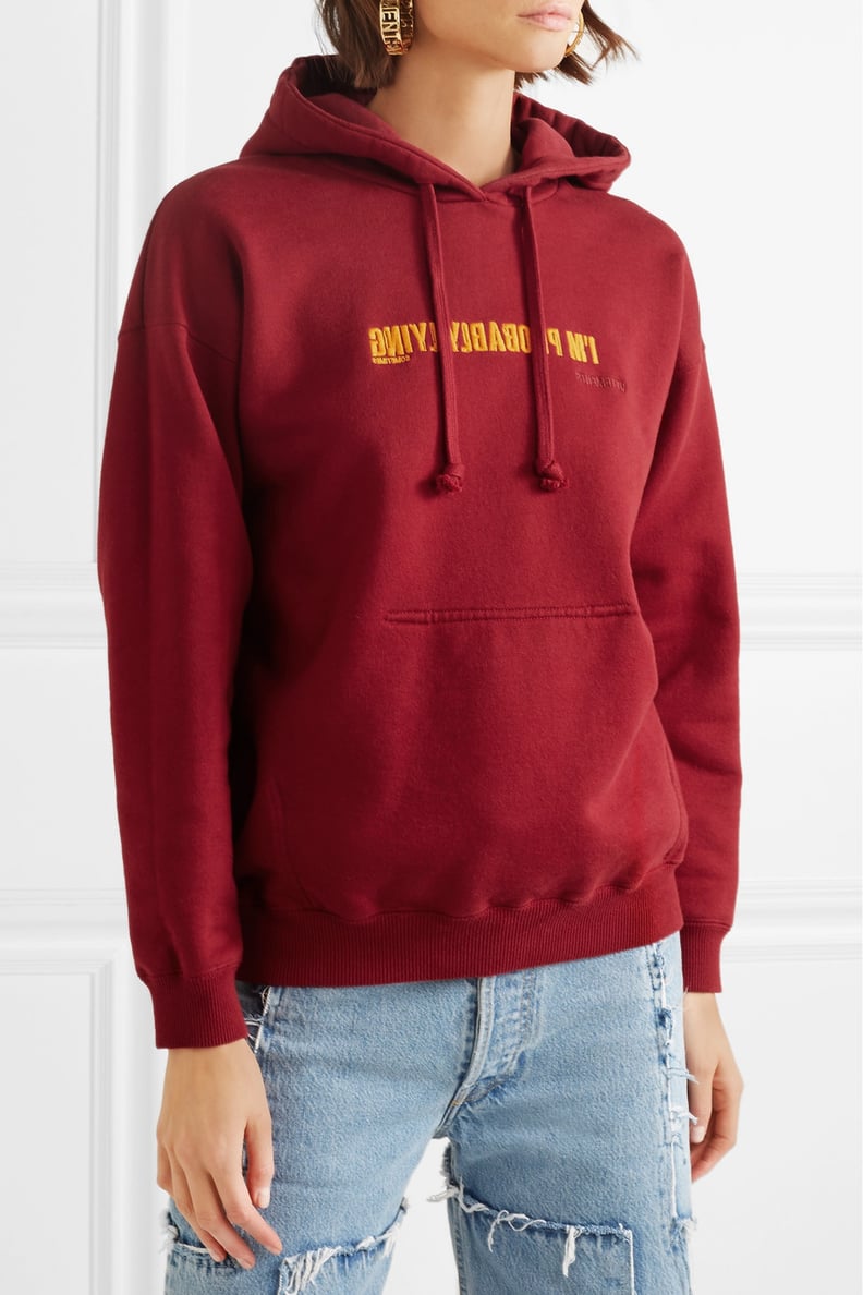 Vetements Embroidered Cotton-Blend Jersey Hoodie