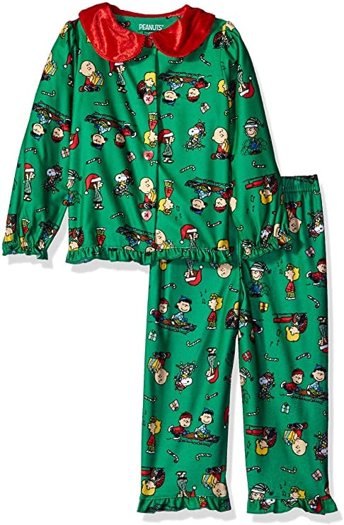 Peanuts Girls' Toddler Holiday Sleepwear Coat Set