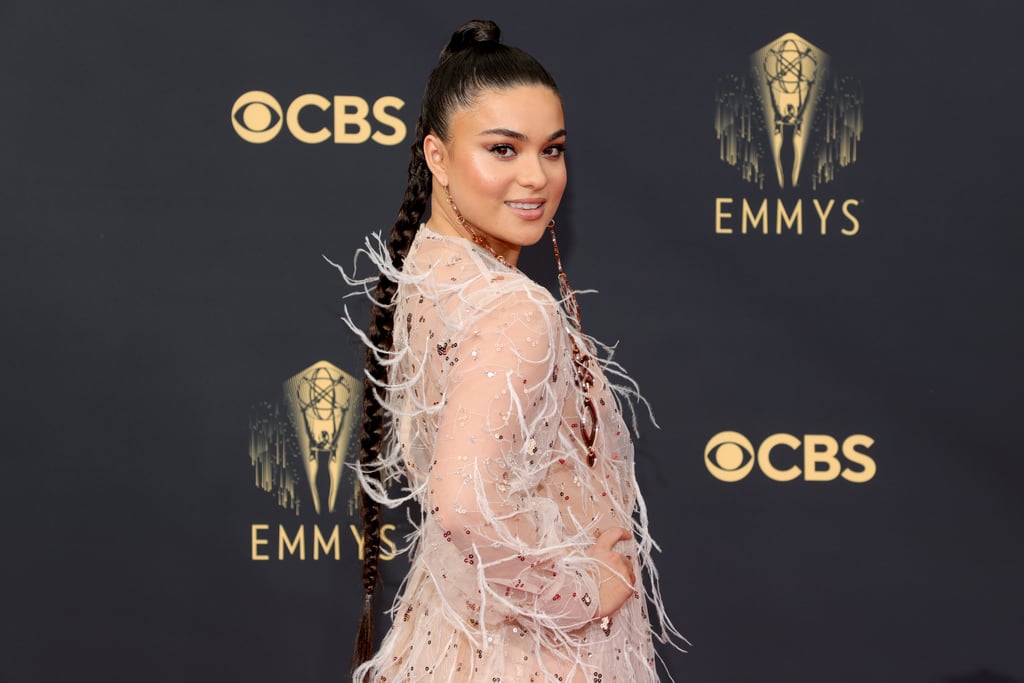 See Devery Jacobs's Sheer Feathered Dress at the 2021 Emmys