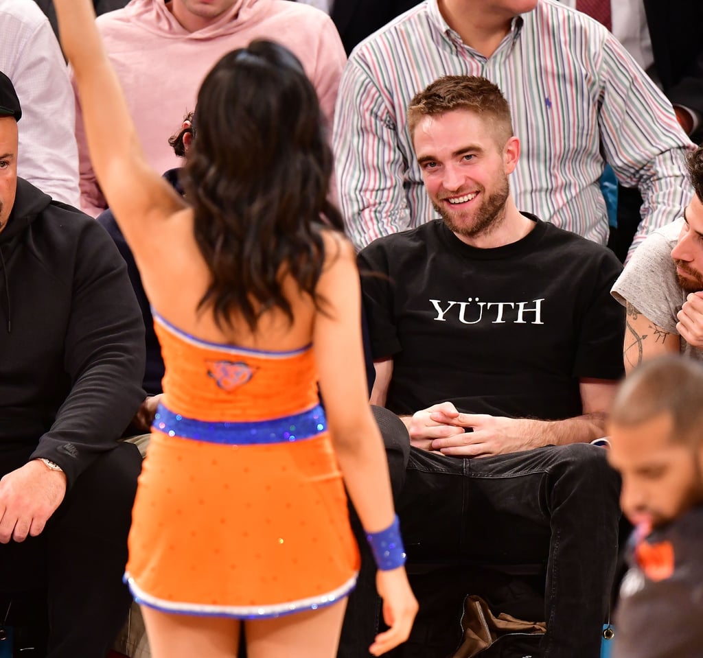 Robert Pattinson Watching Dancers at Knicks Game Nov. 2017
