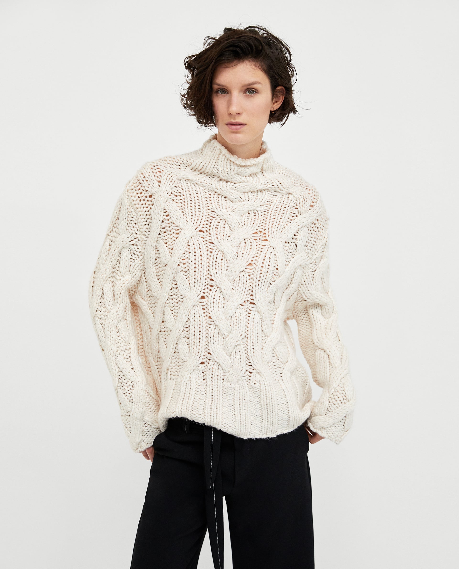 zara oversized cable knit sweater