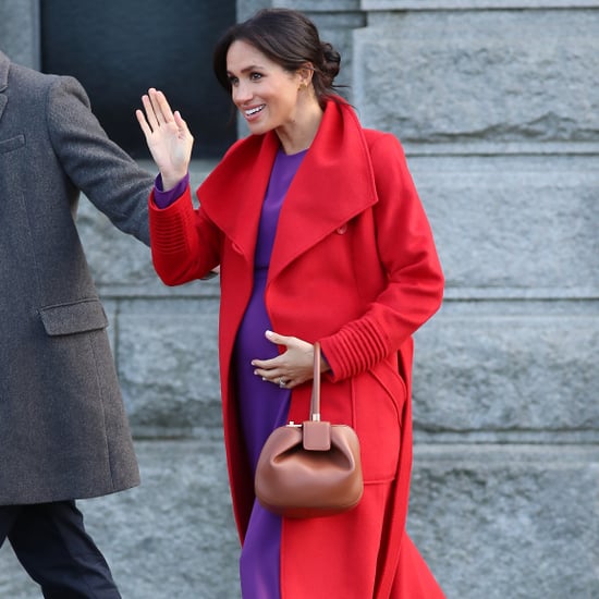 Meghan Markle Red and Purple Outfit Birkenhead January 2018