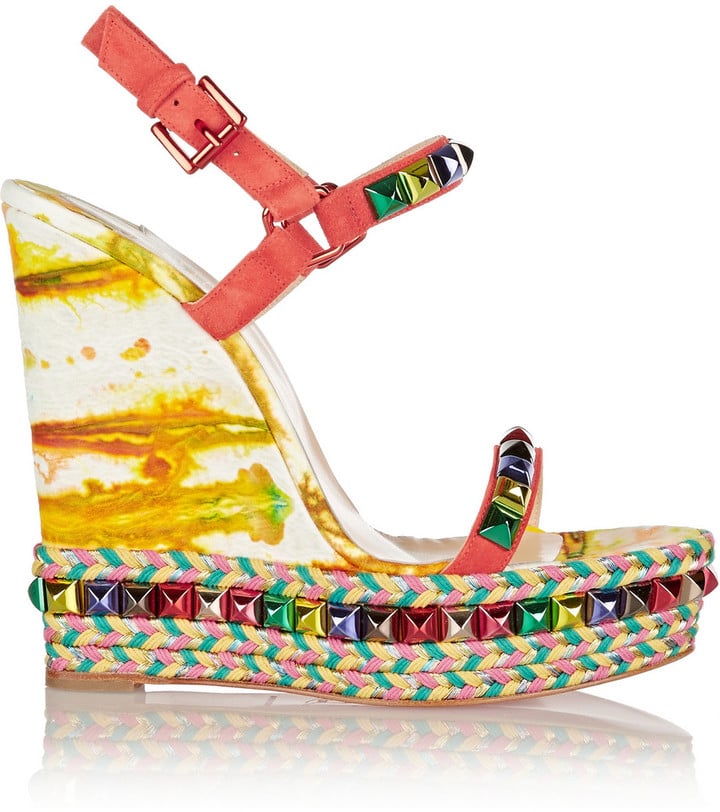 Christian Louboutin Embellished Leather Wedge Sandals ($795)