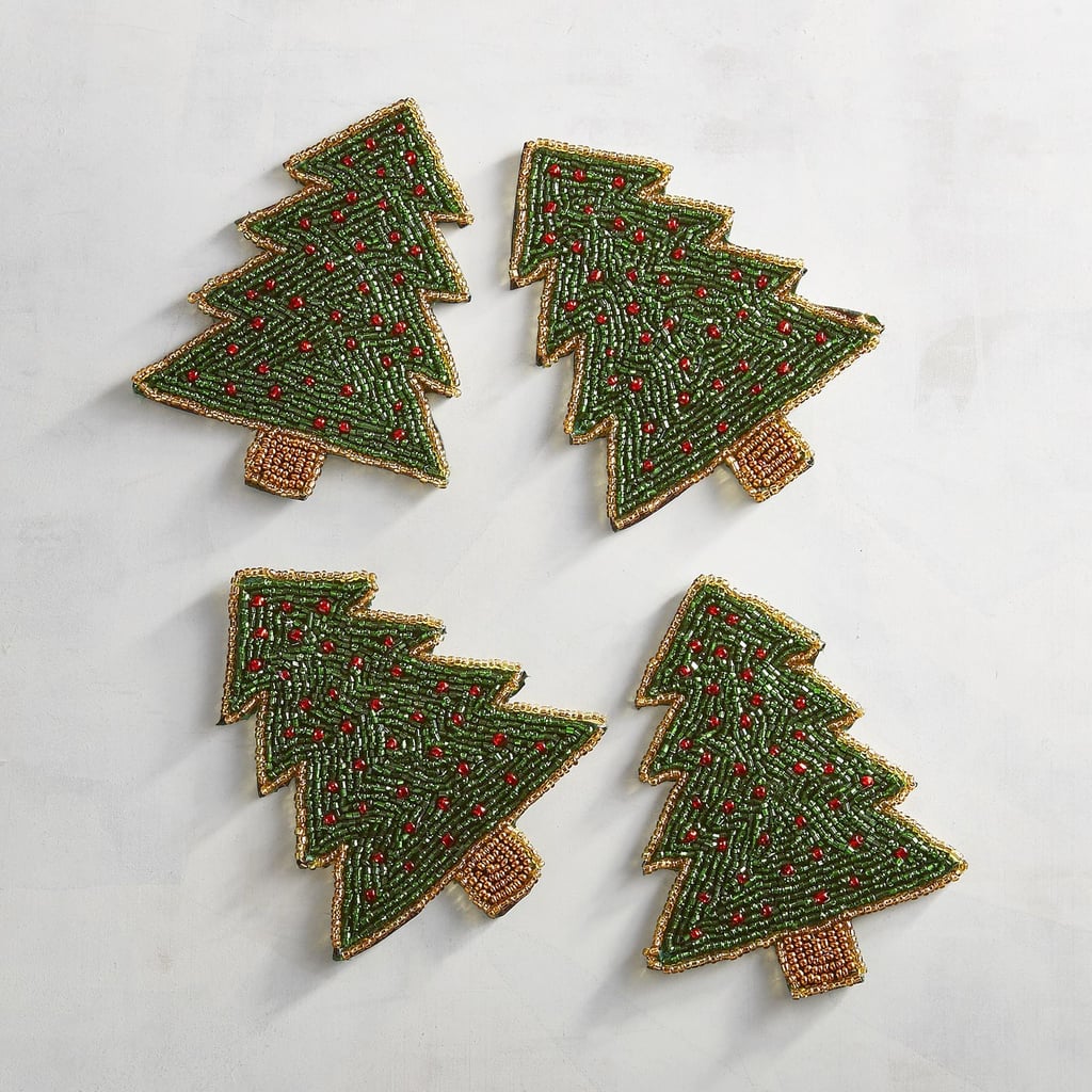 Beaded Christmas Tree Coasters ($20 for a set of four)