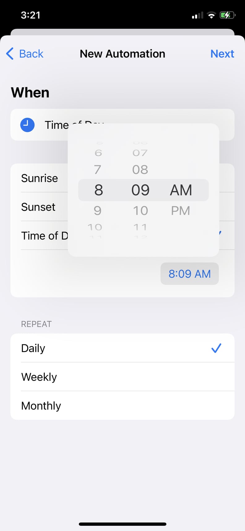 Select the Time (and Frequency) You Want to Schedule Your Text For