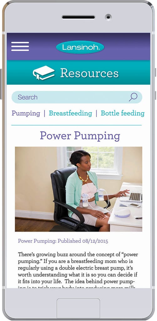 Based on pumping goals, the app tailors informative content from its digital resource library, which also contains troubleshooting tips and useful articles on all forms of baby feeding.