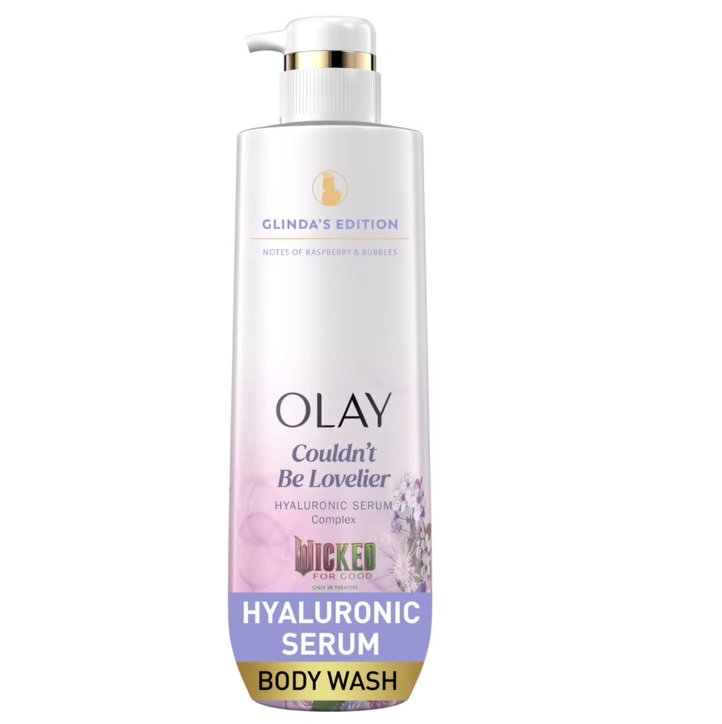 Olay Glinda's Edition Hydrating Body Wash ($11)
Turn your shower into a magical experience with Olay's body wash inspired by Glinda. The limited-edition serum body wash pairs hydrating ingredients like hyaluronic acid and niacinamide, with a luxurious raspberry scent and creamy lather.
