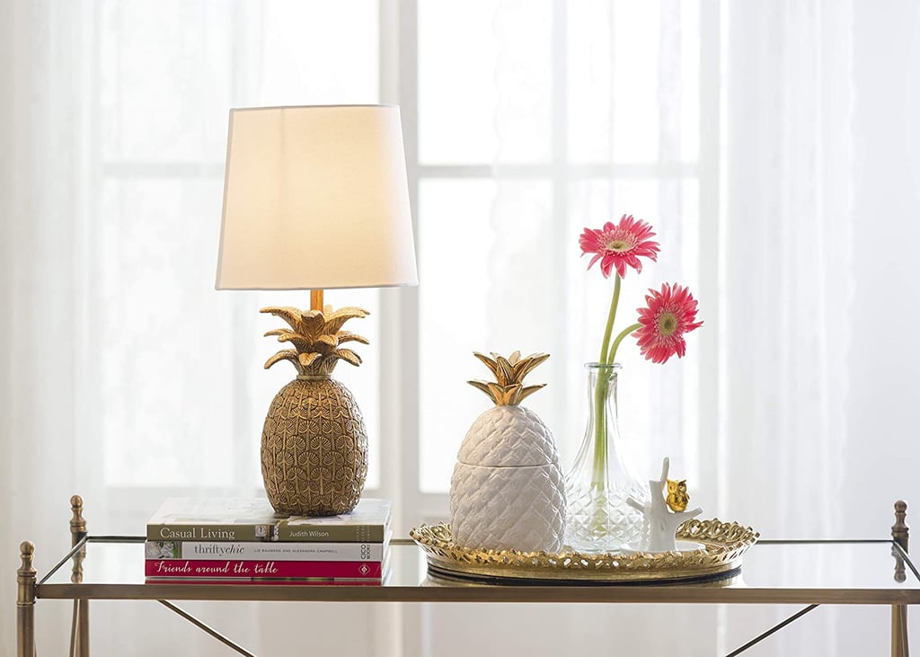 Creative Co-Op White & Gold Ceramic Pineapple Container