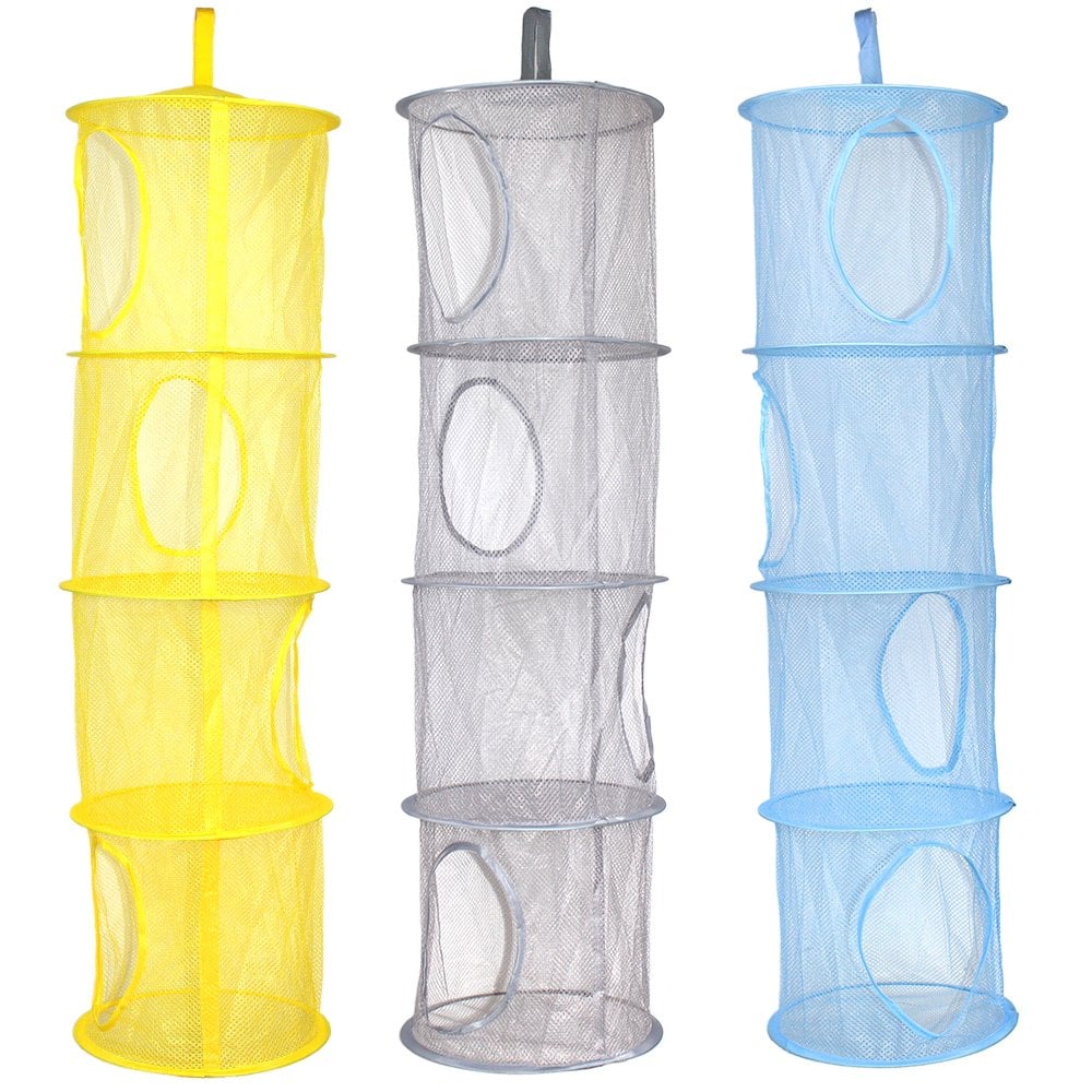 KisSealed 3 Pcs Hanging Mesh Space Foldable Storage Baskets