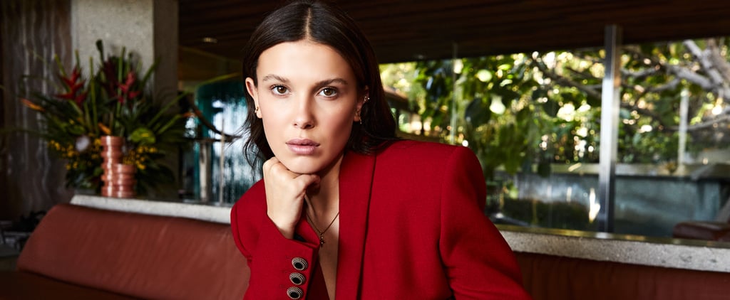 Millie Bobby Brown Wears a Red Micro Miniskirt For Essentia