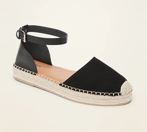 Faux-Suede/Faux-Leather Ankle-Strap Espadrilles