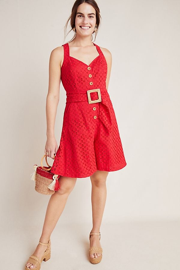 Belted Eyelet Romper