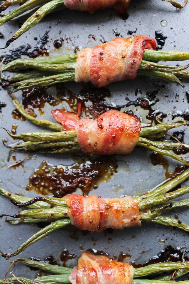 Honey Mustard Bacon-Wrapped Green Beans