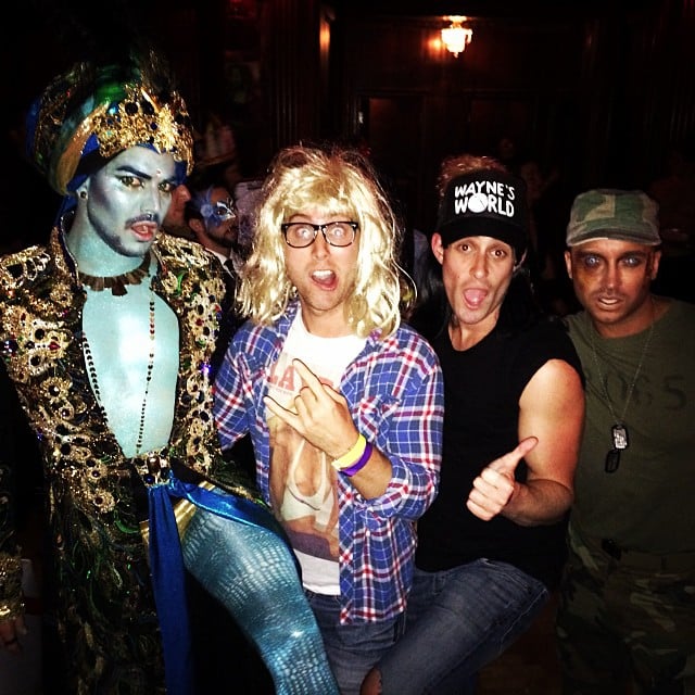 Lance Bass went as Garth from Wayne's World for Halloween, posing alongside Adam Lambert in his genie costume.
Source: Instagram user lancebass