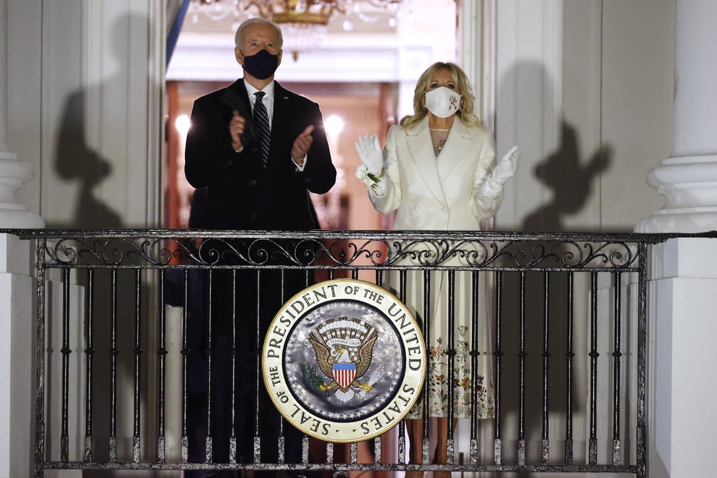 Biden wearing Gabriela Hearst's custom federal flower dress for Celebrating America the evening of the 2021 inauguration.