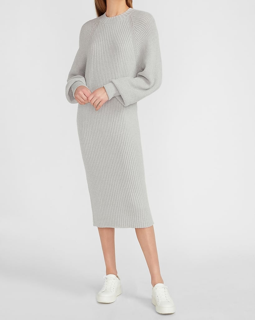 Balloon Sleeve Midi Sweater Dress