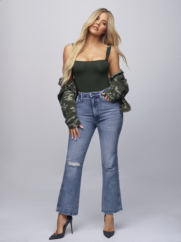 PS: Who/what is inspiring you in the fashion industry right now? Who are the women you look to for support, strength, and inclusivity? 
KK: I'm inspired by strong women! From my family to the range of badass women I've met through Good American, I'm always impressed by how much women can do.
PS: What's the denim fit/style you are loving right now? How would you style it for this year and beyond into 2019?
KK: I'm obsessed with the fit of our Good Curve style. It's our highest-rise jean yet and gives you the vintage-inspired look but with stretch that Good American is known for. The best part about denim is there are so many different ways to style it, depending on the occasion — I love to pair denim with a bodysuit, tucked-in tank, or even denim on denim.
PS: What's surprised you the most about having a size-inclusive brand?
KK: Hearing all of the responses from our customers, and that our message of inclusivity and empowerment resonates with so many women. We've learned that all women want to be included in the fashion conversation, and we've seen that the industry can change, slowly but surely, and we're excited to be leading the way.
PS: What message or advice would you share with women struggling to find women and brands that look like them and speak to them in the fashion industry?
KK: While the fashion industry is notorious for being exclusive, my advice is to look for those brands that are changing the game. Good American isn't just about fashion; it's about doing something that empowers other women, something that breaks down barriers. Look for brands that not only talk the talk but walk the walk.