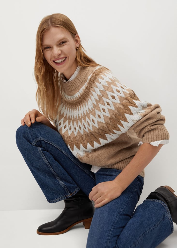 A Neutral Palette: Geometric Jacquard Sweater Mango USA
