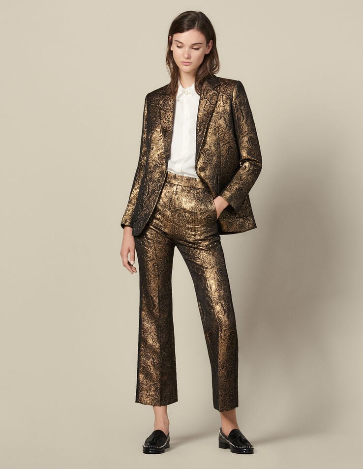 Sandro Brocade Tailored Jacket and Flared Trousers