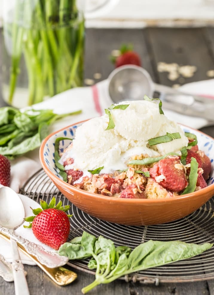 Strawberry Basil Crock-Pot Cobbler