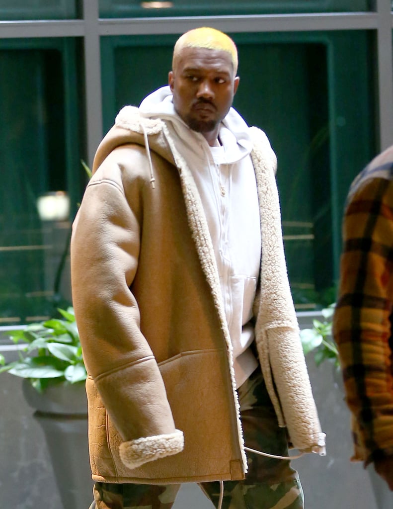 Kanye West has certainly had an interesting last few weeks. After the "Famous" rapper canceled the European leg of his Saint Pablo tour and was photographed hanging out with President-elect Donald Trump in NYC, he was spotted out in Santa Monica sporting an interesting new 'do. Kanye made his way through a parking garage after catching a movie at the ArcLight Cinema the day after Christmas, wearing an oversize coat, camouflage pants, and a rainbow-colored buzz cut. The outing comes a few days after he enjoyed a date night with wife Kim Kardashian. The two are reportedly both in counseling to help them deal with their tumultuous year. Who knew Kanye could pull off pink, orange, and yellow hair so well? 

    Related:

            
            
                                    
                            

            North West Really Brings Out Kanye&apos;s Softer Side