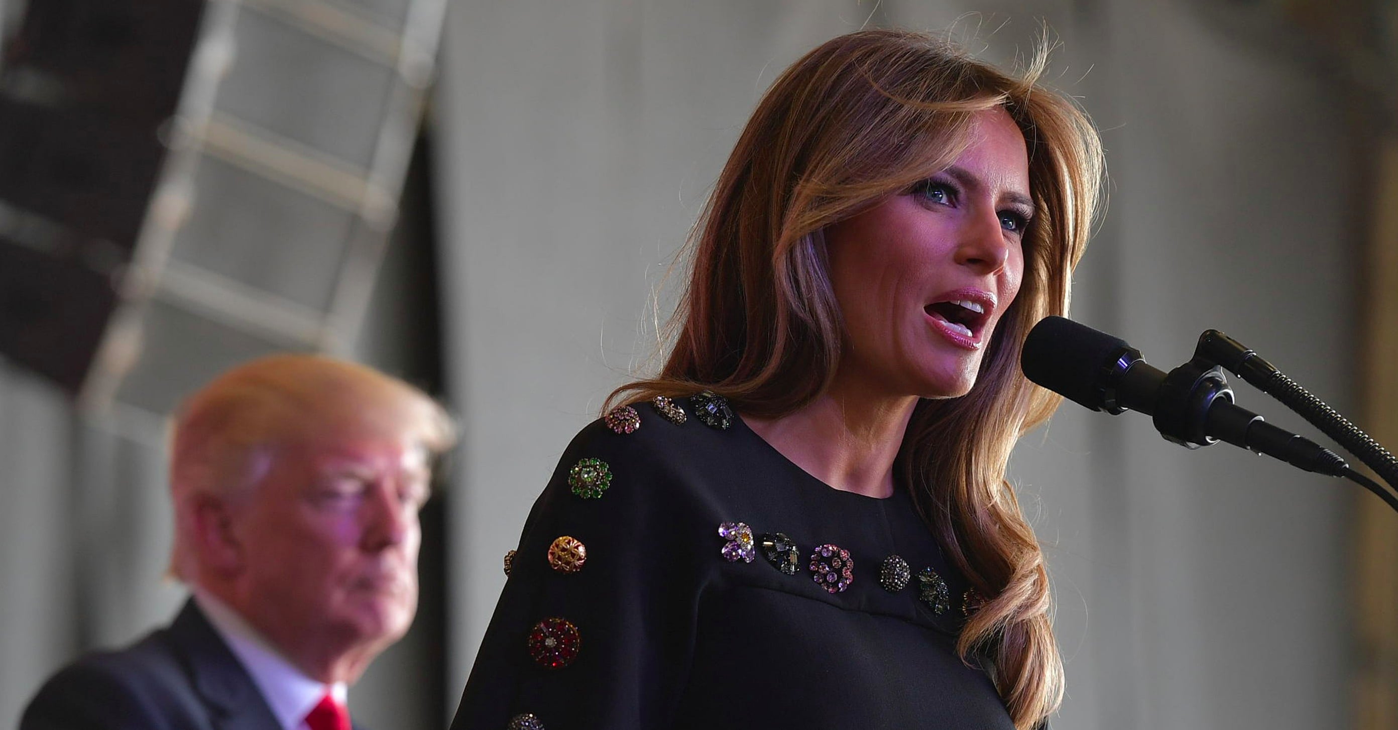 Melania Trump Wears Dolce and Gabbana Dress in Italy POPSUGAR Fashion