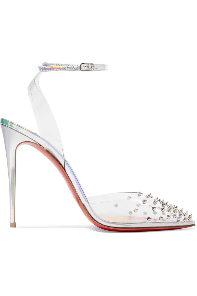 Christian Louboutin Spikoo 100 Spiked PVC and Iridescent Leather Pumps