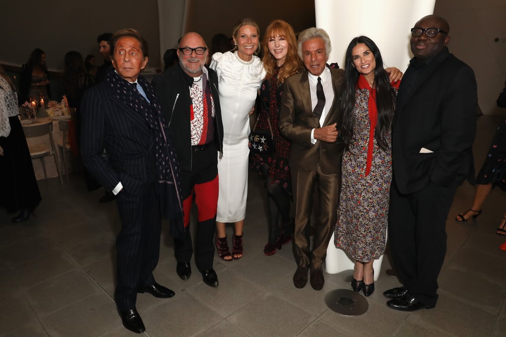 Pictured: Valentino Garavani, Eric Buterbaugh, Gwyneth Paltrow, Charlotte Tilbury, Giancarlo Giammetti, Demi Moore, and Edward Enninful.