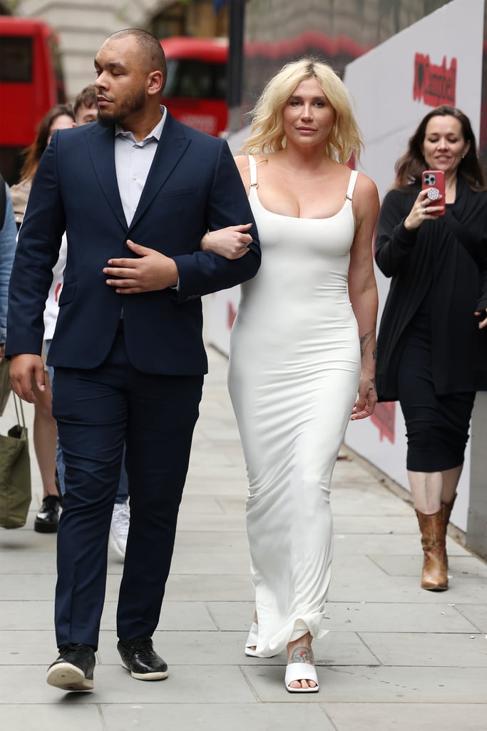 Kesha's White Cutout Dress in London