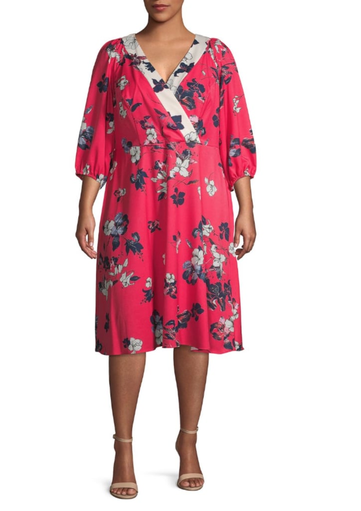 Adrianna Papell Floral Three-Quarter Sleeve Dress